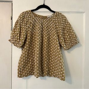 Madewell Puff Sleeve Daisy Embroidered Shirred Top